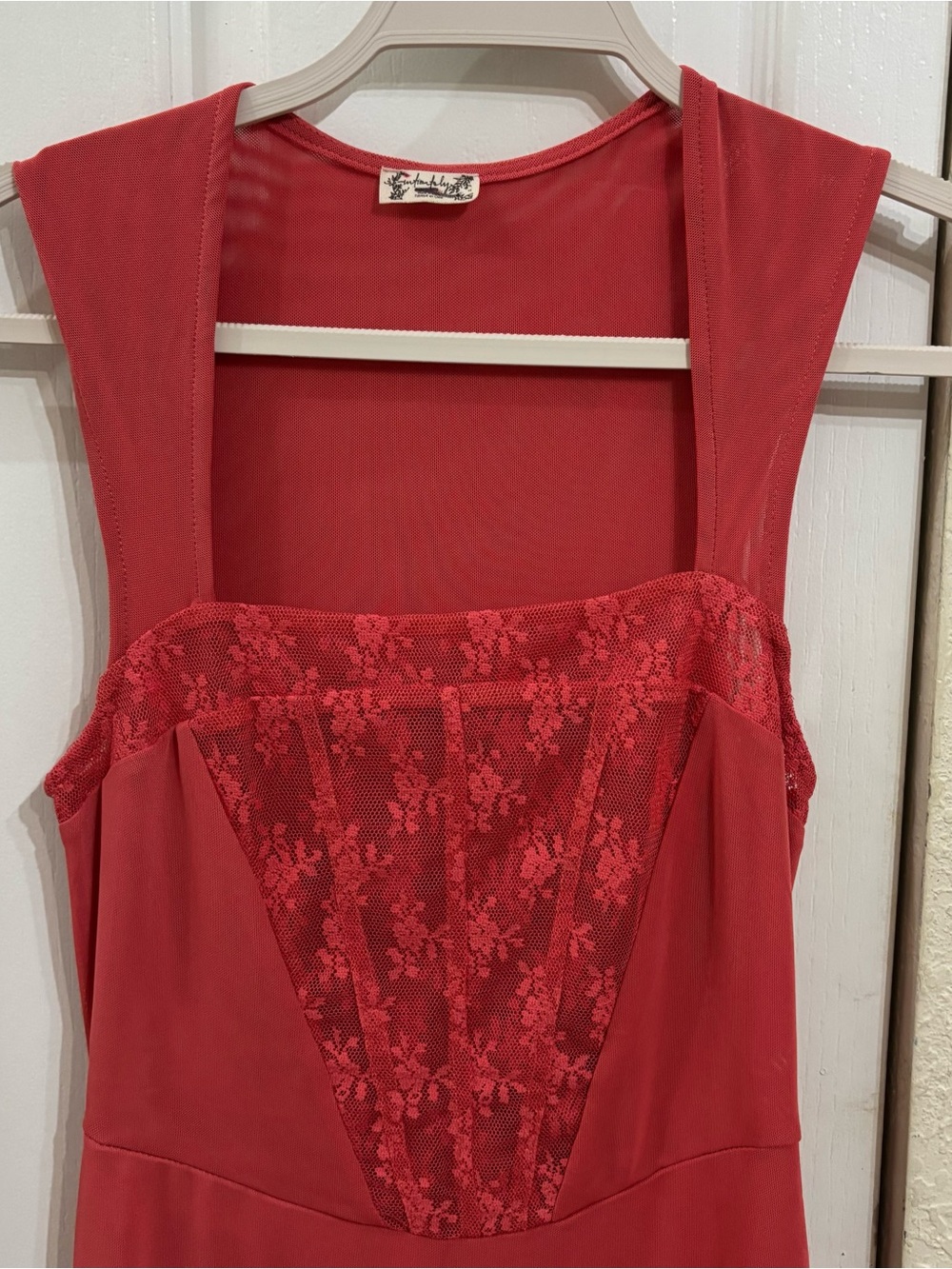 Free People Red Sleeveless Corset Lace Bodycon Dress NWOT - Picture 4 of 10